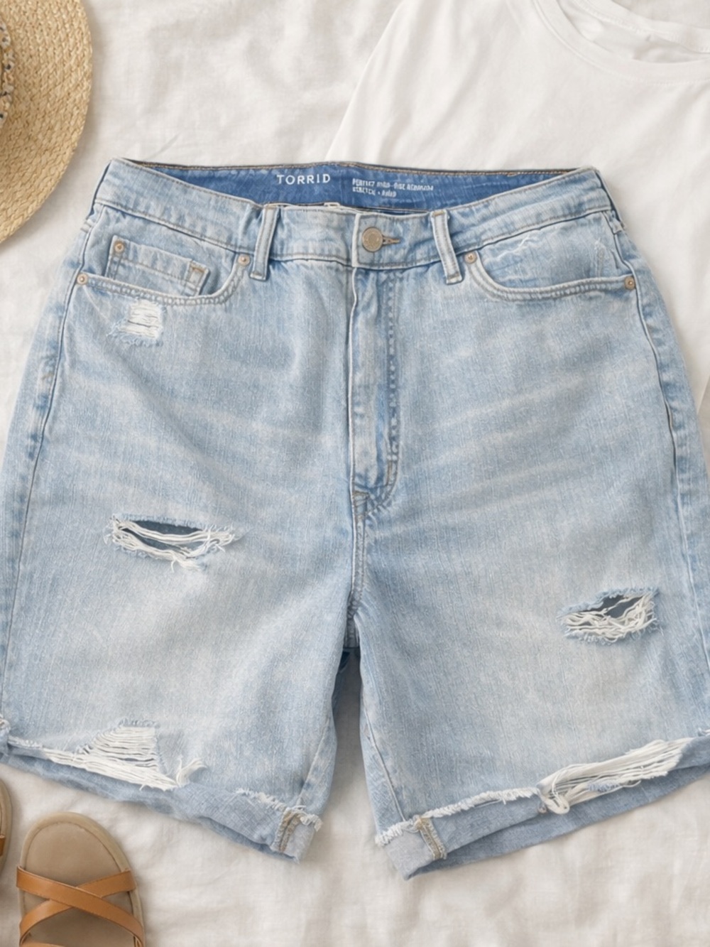 torrid Light Wash Distressed Denim Shorts
